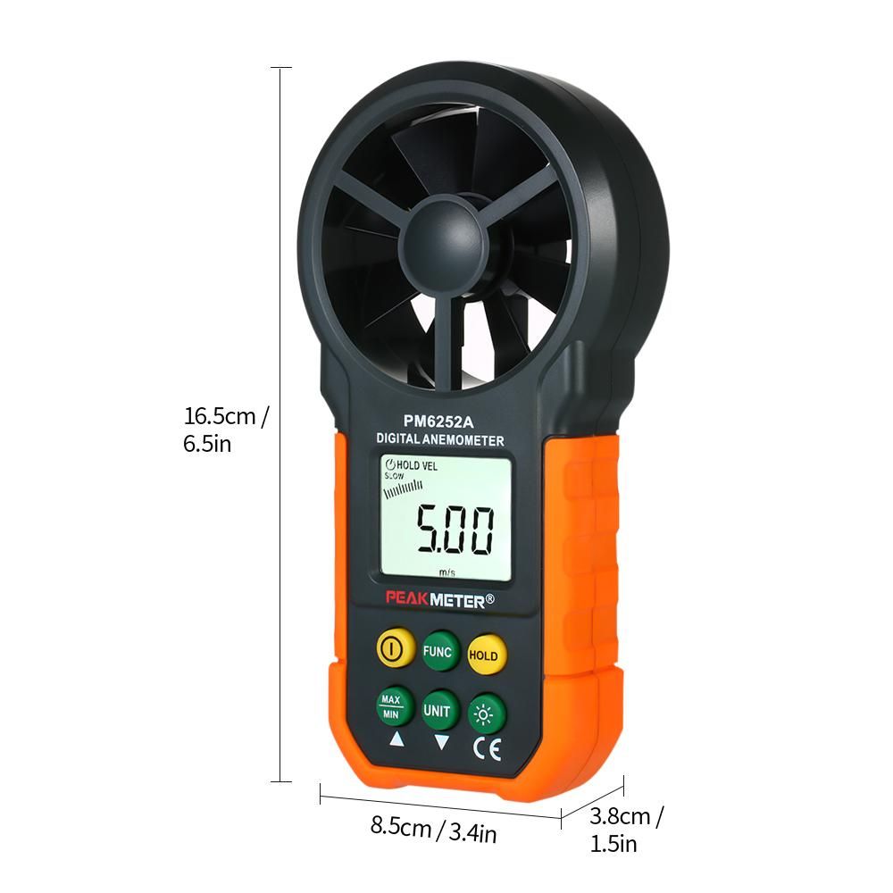 PEAKMETER Handheld Anemometer Portable Wind Speed Meter CFM Meter Wind Gauges Air Flow Thermometer with LCD Backlight for Weather Data Collection Outdoors Sailing Surfing Fishing