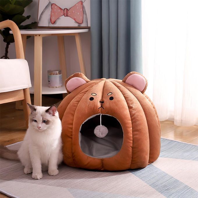 Cat Bed Warm House Winter Cozy Soft Washable Basket Indoor Small Bear