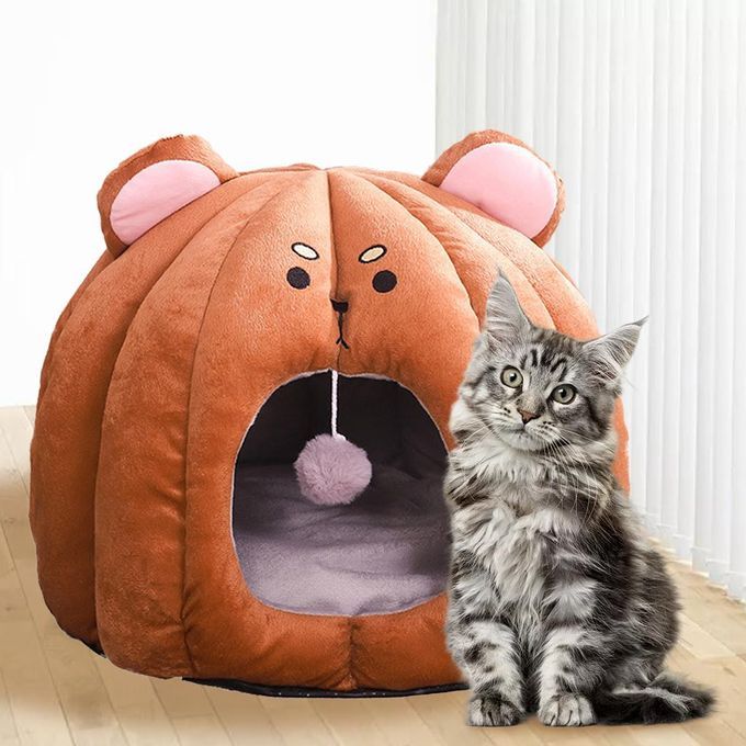 Cat Bed Warm House Winter Cozy Soft Washable Basket Indoor Small Bear