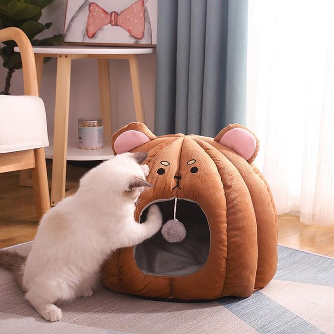 Cat Bed Warm House Winter Cozy Soft Washable Basket Indoor Small Bear