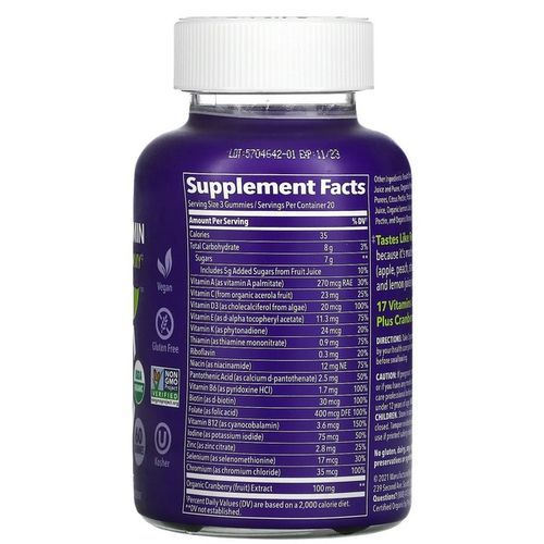 Organic Women's Multivitamin, With Cranberry Extract 60 Gummies