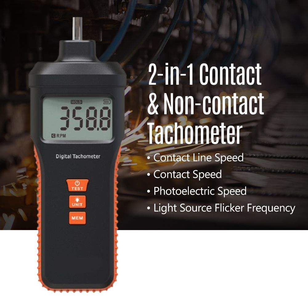 2-in-1 Contact   Non-contact Tachometer Smart LCD Digital