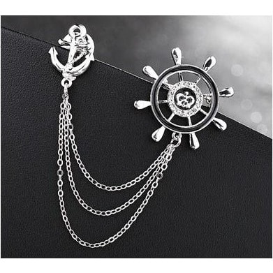 Silver Sailor Wheel Brooch