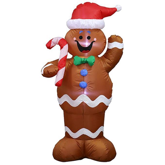 5 Ft Brown/Red LED Waving Gingerbread Man Christmas Holiday