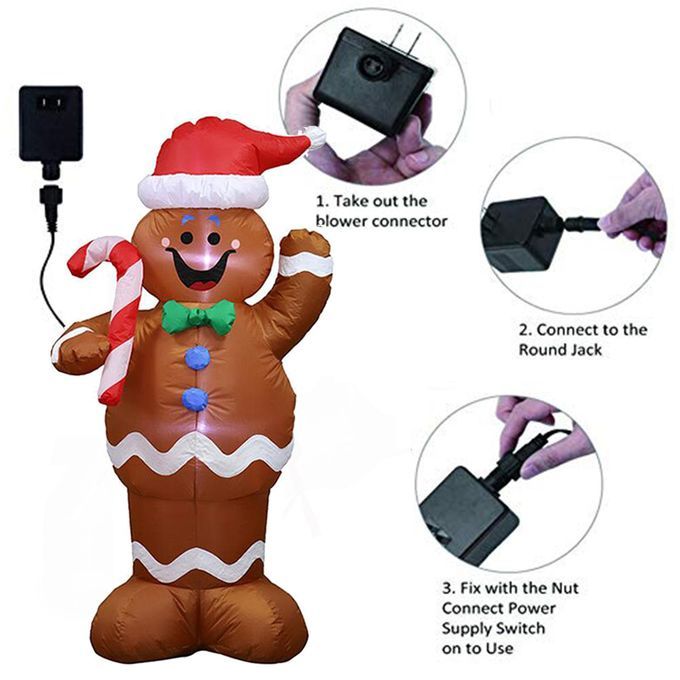 5 Ft Brown/Red LED Waving Gingerbread Man Christmas Holiday