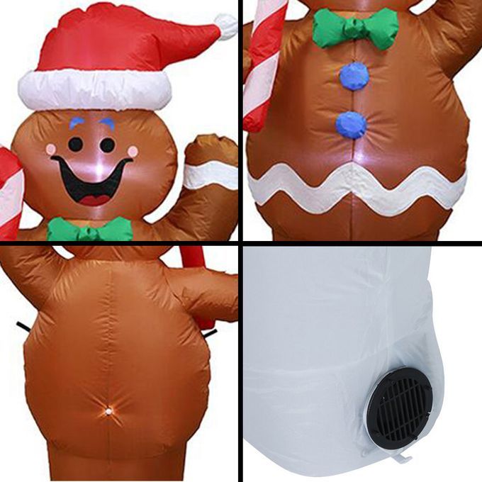 5 Ft Brown/Red LED Waving Gingerbread Man Christmas Holiday