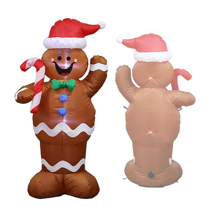 5 Ft Brown/Red LED Waving Gingerbread Man Christmas Holiday