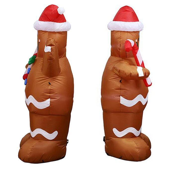 5 Ft Brown/Red LED Waving Gingerbread Man Christmas Holiday
