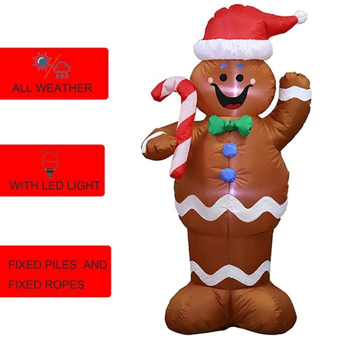5 Ft Brown/Red LED Waving Gingerbread Man Christmas Holiday