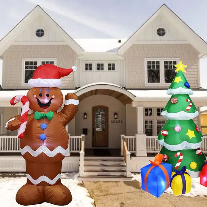 5 Ft Brown/Red LED Waving Gingerbread Man Christmas Holiday