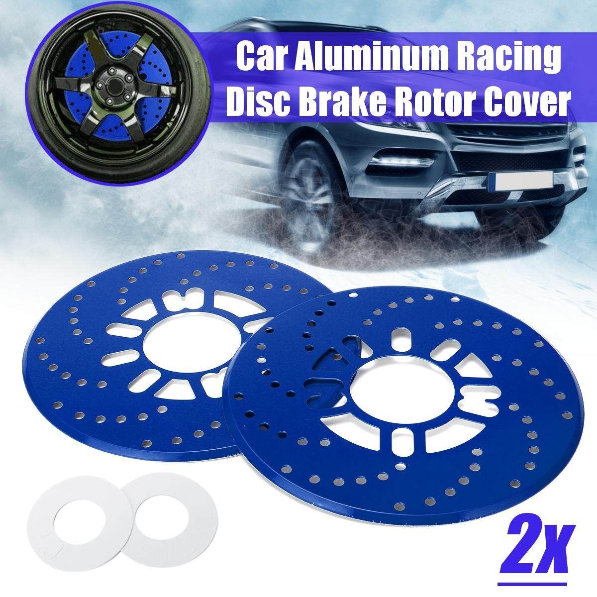 2Pcs Aluminium Car Wheel Brake Disc Cover Decorative Rotor Cross Drilled Dark Blue Dark Blue