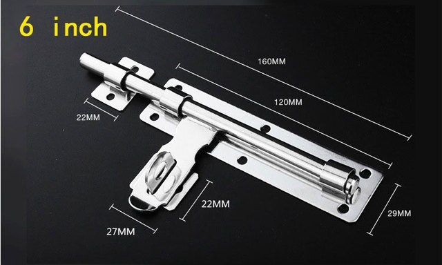 6 Inch  Hardware Door Lock Barrel Bolt Latch Padlock