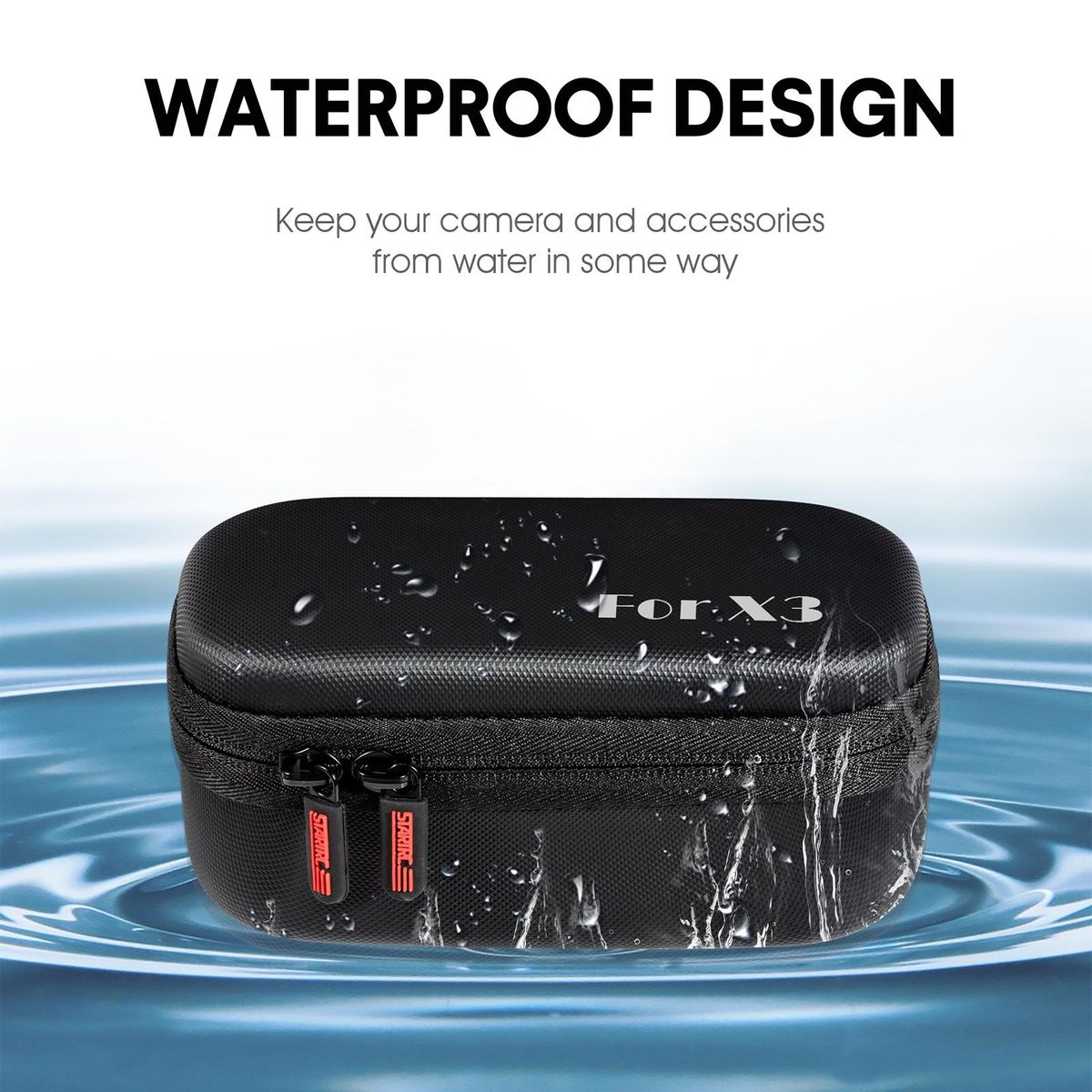 STARTRC Portable Sports Camera Storage Bag Small Carrying Case Hardshell Protective Case Shockproof Waterproof with Wrist Strap Carabiner Compatible with Insta360 X3