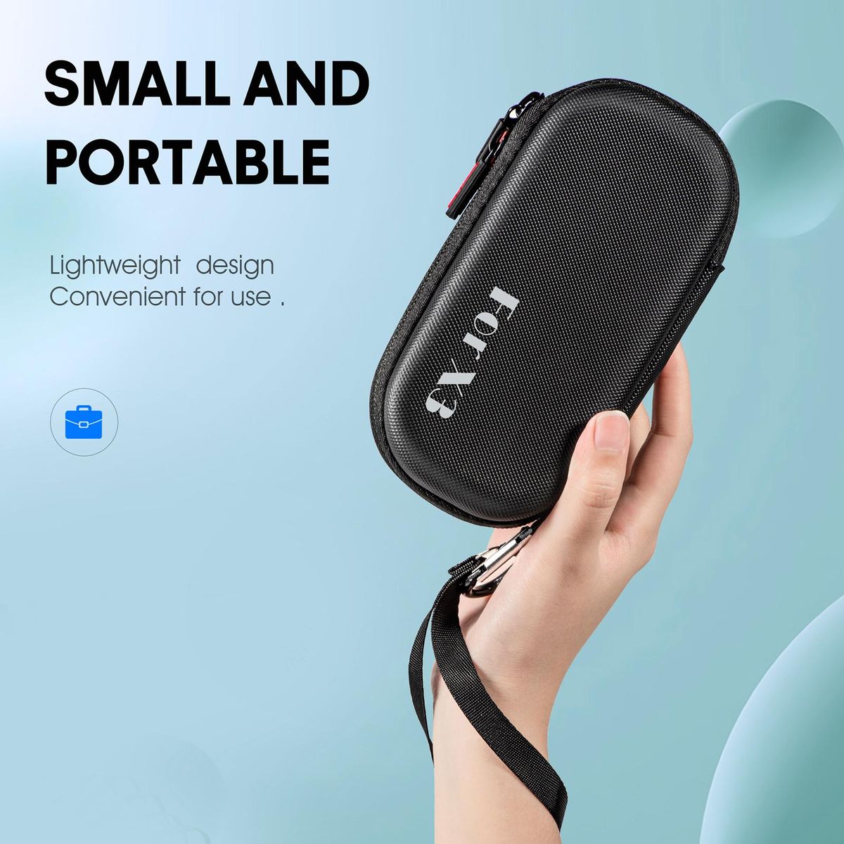 STARTRC Portable Sports Camera Storage Bag Small Carrying Case Hardshell Protective Case Shockproof Waterproof with Wrist Strap Carabiner Compatible with Insta360 X3
