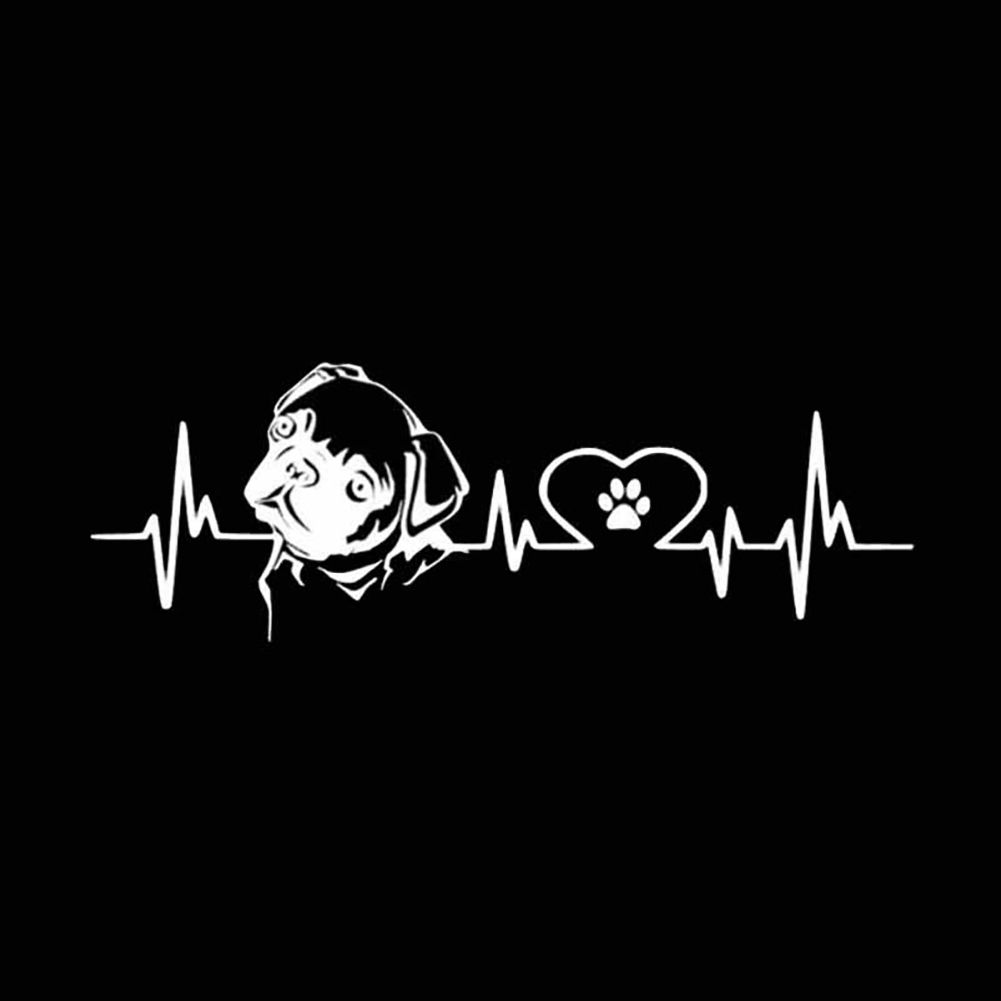 Lovely Pug Dog Heartbeat Reflective Car Vehicle Body-White