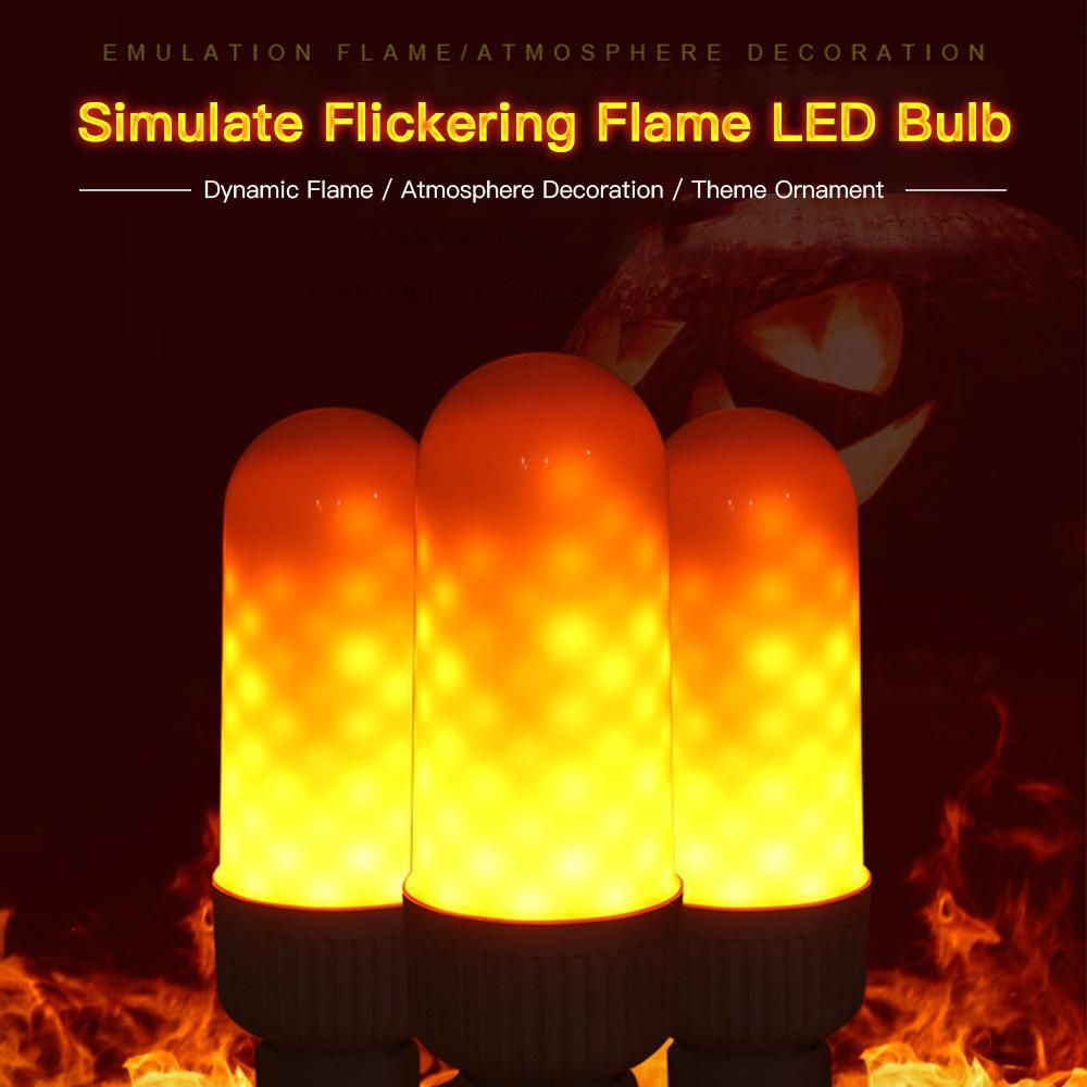 Tomshine LED Fire Effect Light Bulb E26 Base Always Bright/Flame Flickering Mode SMD2835 Decorative Atmosphere Lamp for Party Holiday Birthday Gift