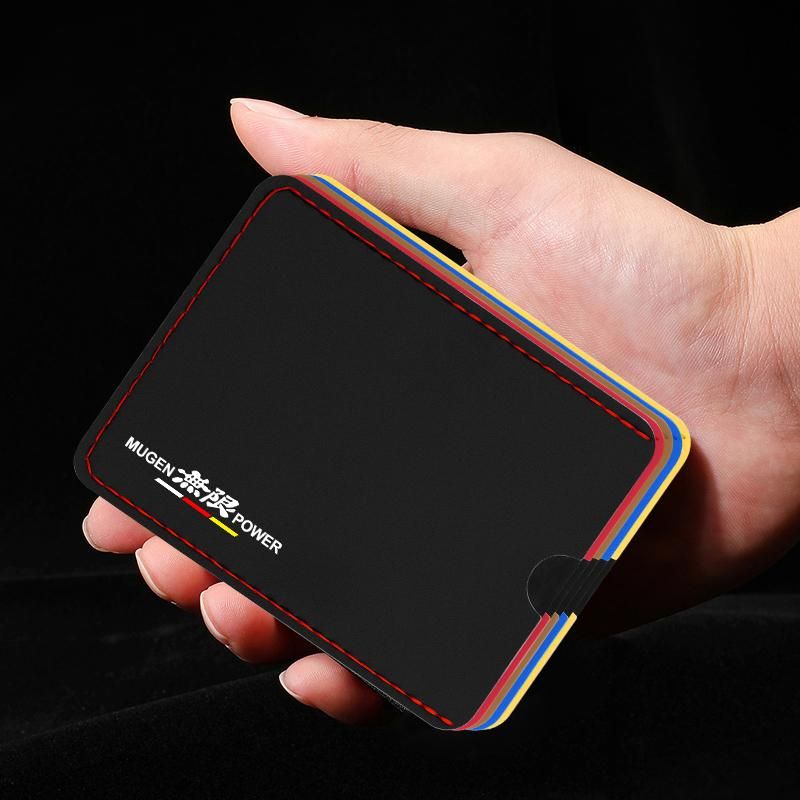 Short Matte Leather Men's Business Pocket Slim Thin ID Credit Card Money Holder Wallet for Honda Mugen Power Civic Accord CRV