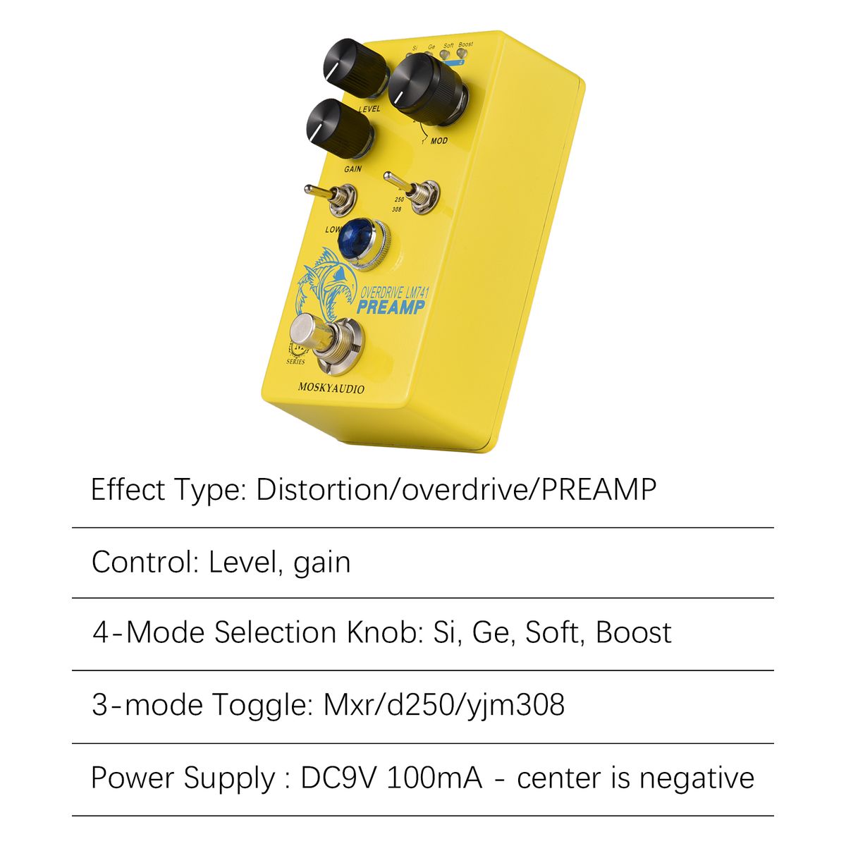MOSKYAudio Distortion/Overdrive/Preamp Guitar Effect Pedal