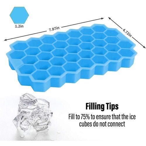 Creative 37 Cavity Honeycomb Ice Cube Maker Reusable Trays Silicone Ice Cube Mold BPA Free Ice Mould with Removable Lids