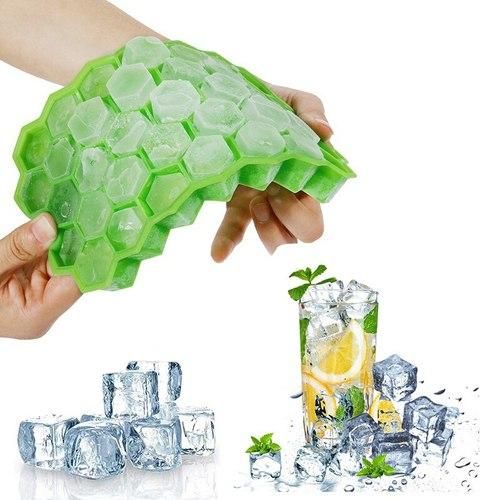 Creative 37 Cavity Honeycomb Ice Cube Maker Reusable Trays Silicone Ice Cube Mold BPA Free Ice Mould with Removable Lids
