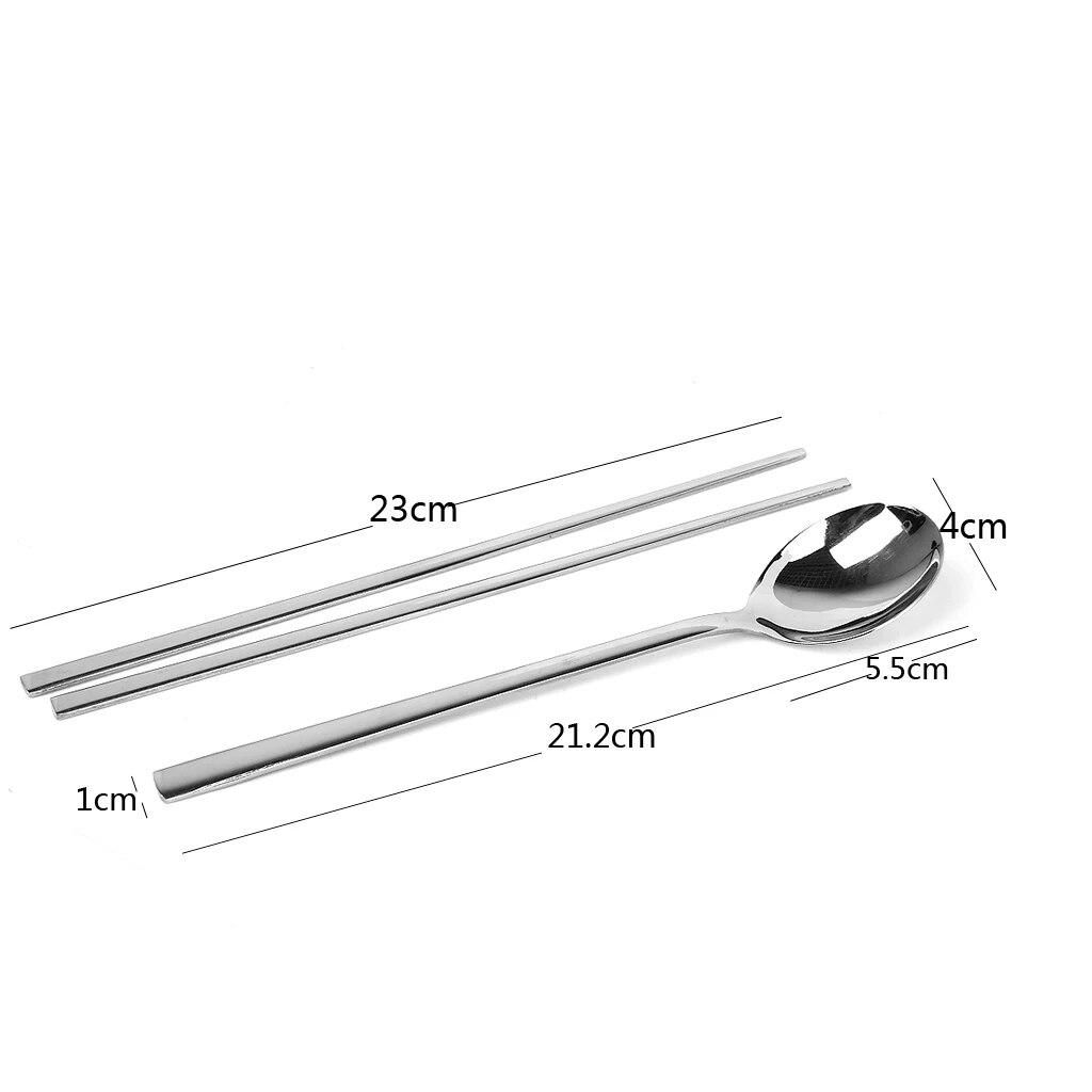 Korean 2 sets Stainless Steel Chopsticks & Spoon Home Dinner Tableware