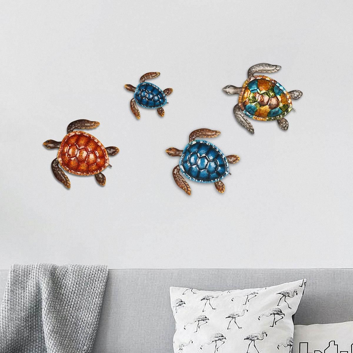 Blue Turtle Wall Decor Coast Ocean Sea Wall Art Iron Animal Wall Decor Home Bedroom Decoration