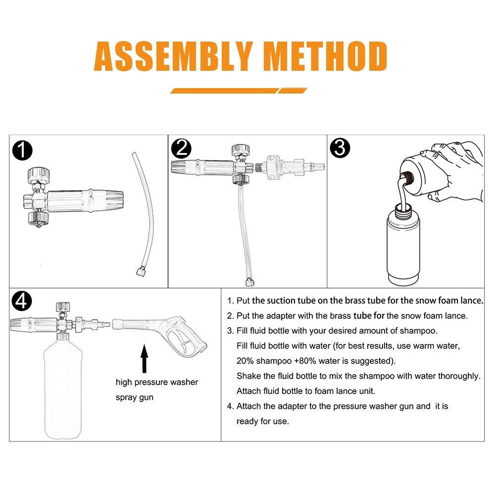 250ML/750ML High Pressure Washer Snow Foam Lance Soap Bottle