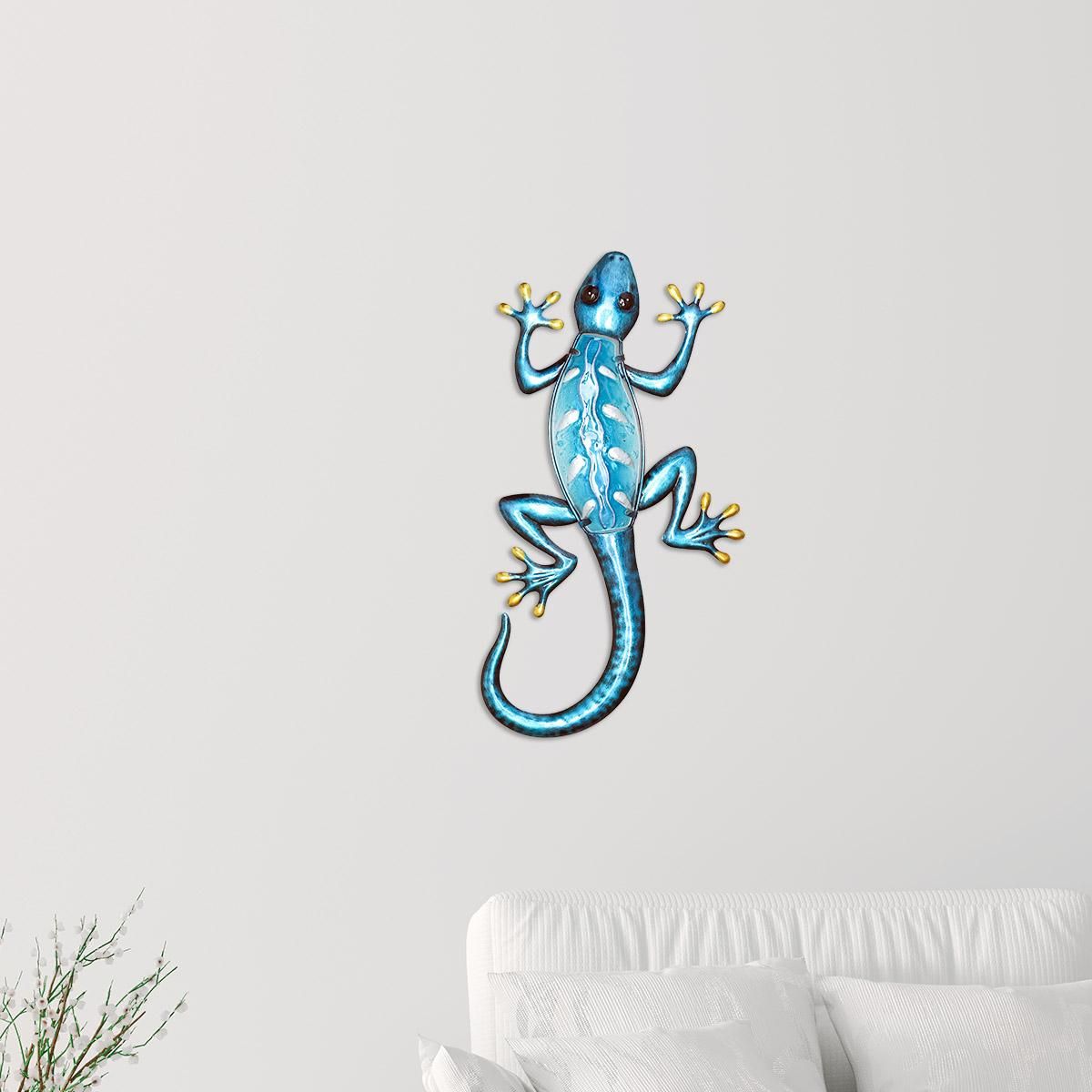 Blue Gecko Wall Hanging Animal Wall Art Lizard Indoor Outdoor Decor Bedroom Living Room Decor