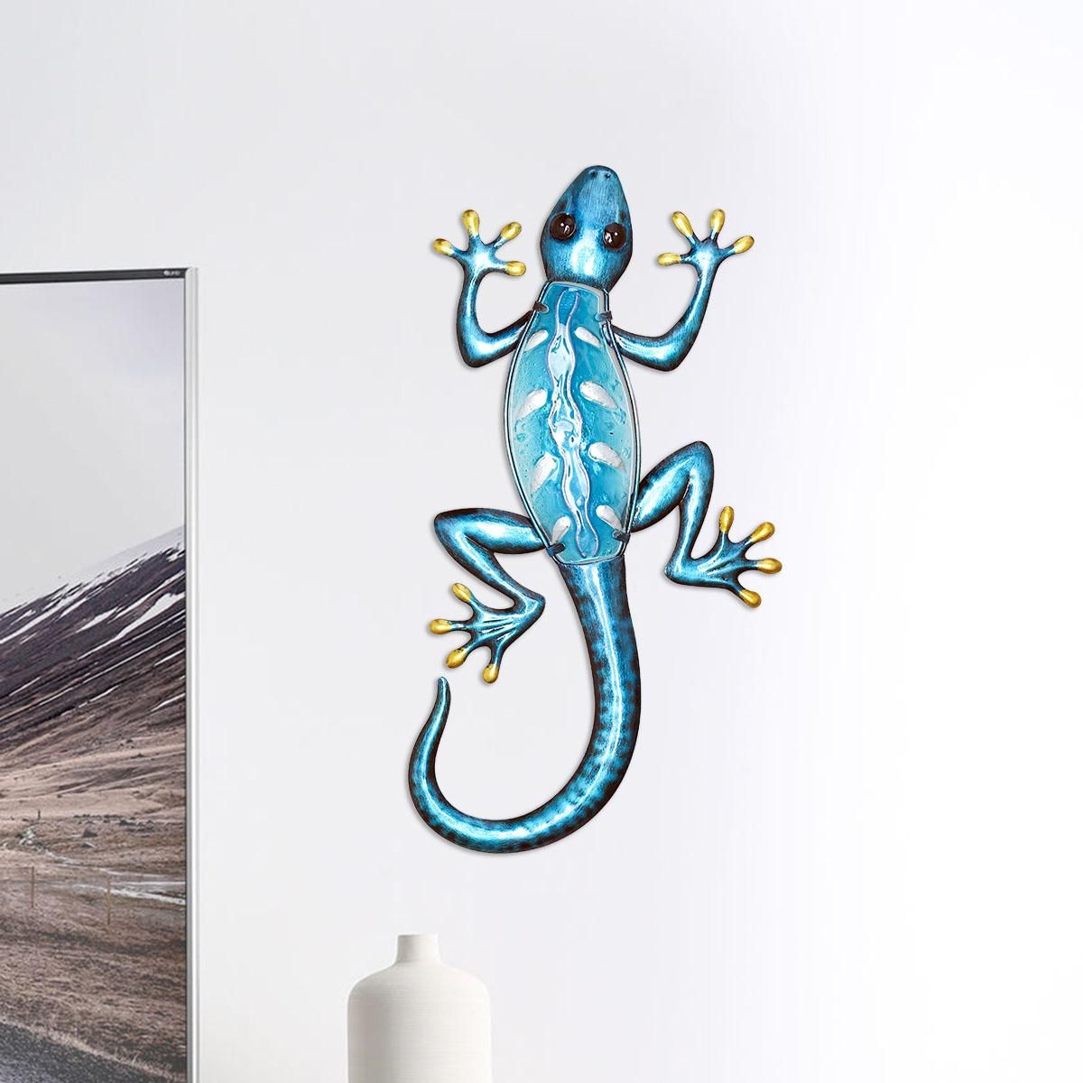 Blue Gecko Wall Hanging Animal Wall Art Lizard Indoor Outdoor Decor Bedroom Living Room Decor