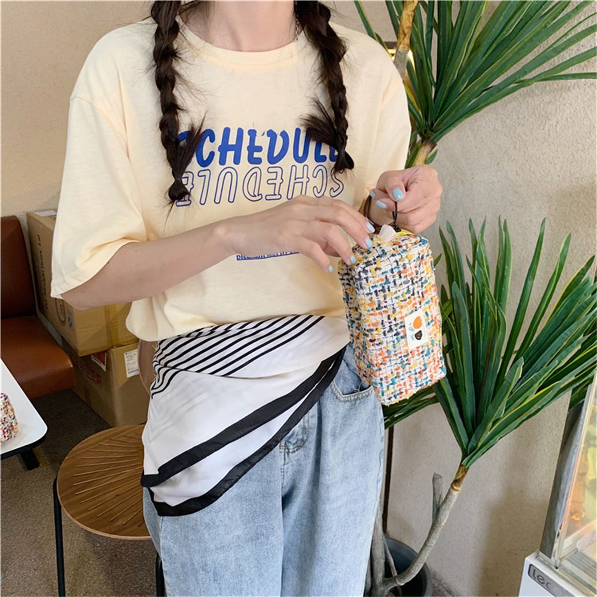 Pencil Case Ring Handle Stationery Pouch Yellow