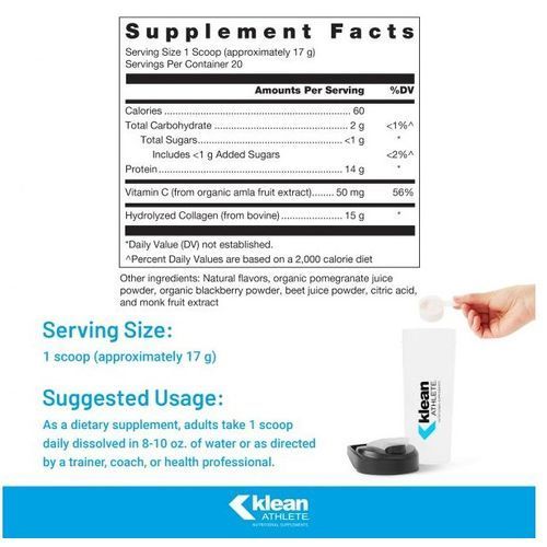 Klean Collagen + C Collagen Peptides With Vitamin C 12oz 340g Skin,Hair,Nail