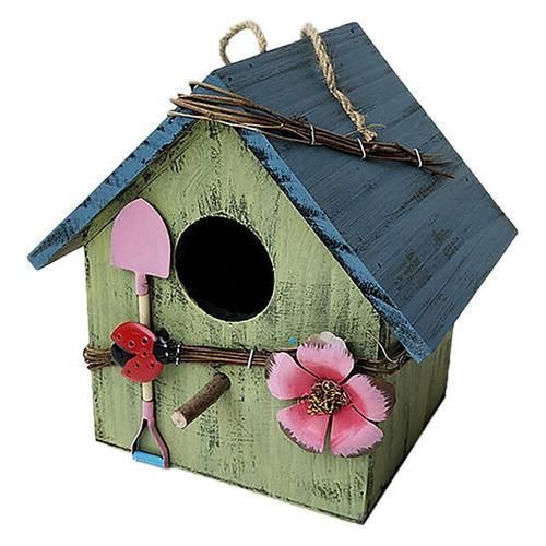Home Wall Mount Outdoor Rainproof Bird Nest Wooden Arts Wooden Villa Balcony Bird Feeder Hanging For Garden Yard Decoration