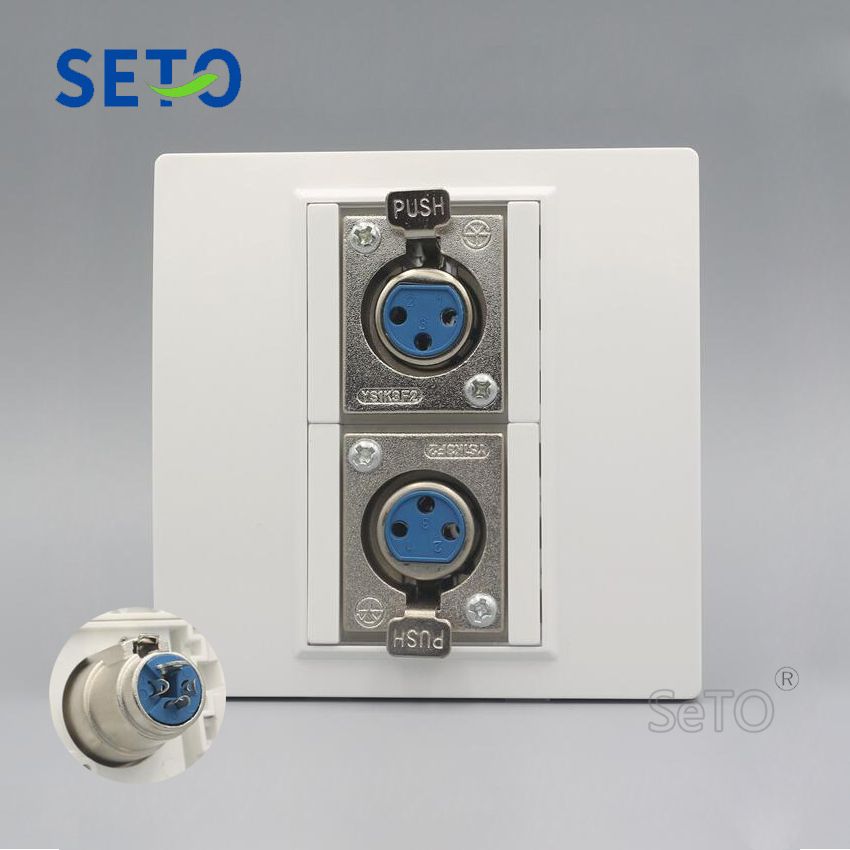 SeTo 86 Type Double Ports Female XLR Connector Wall Plate Socket Keystone Plate