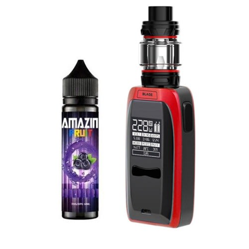 228w Blade Vape Vaporizer Box Mod Kit Red With E-liquid  Of 60ml/3mg