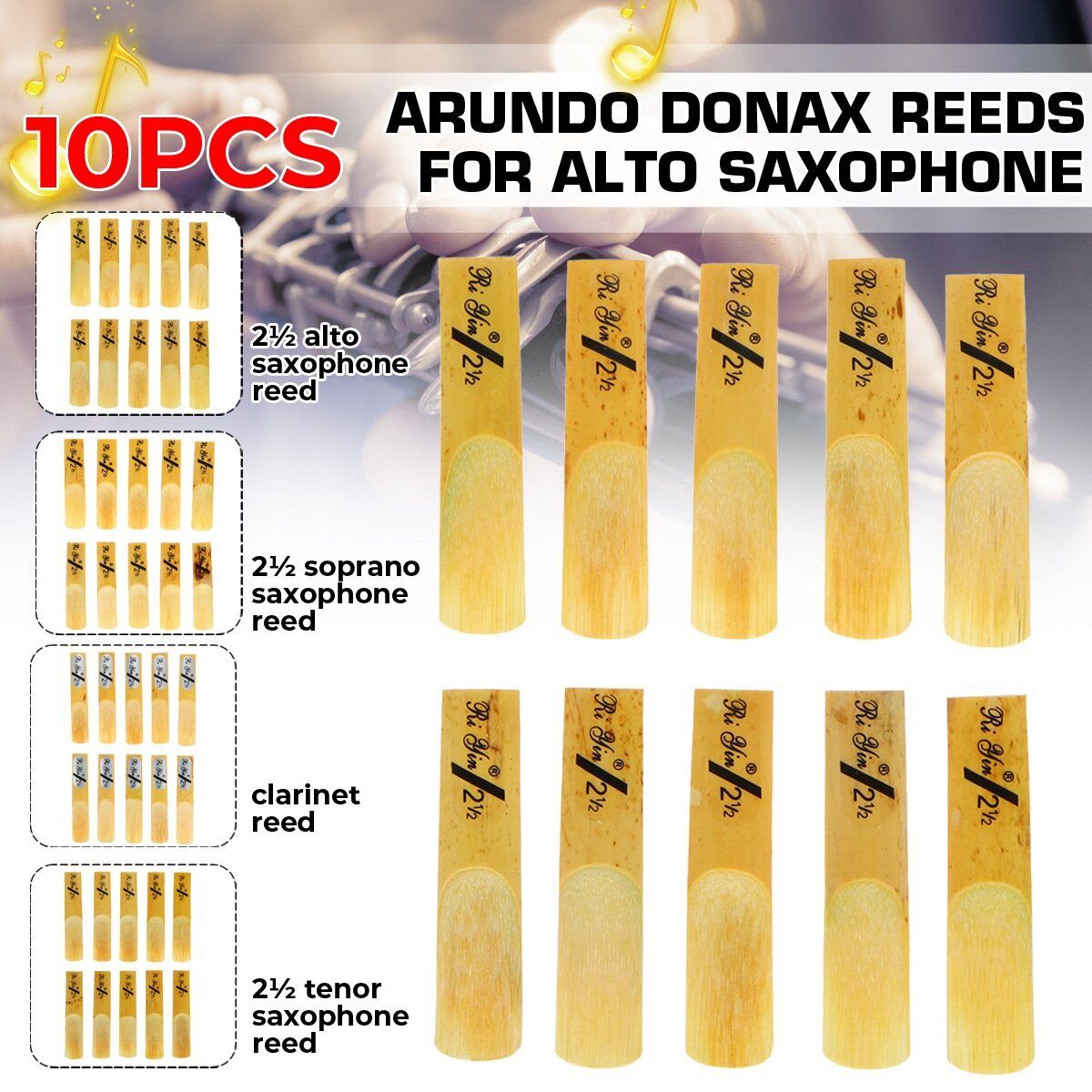 10pcs Arundo Donax Reeds For Alto Soprano Clarinet Tenor Alto Saxophone Woodwind Soprano Saxophone Reed