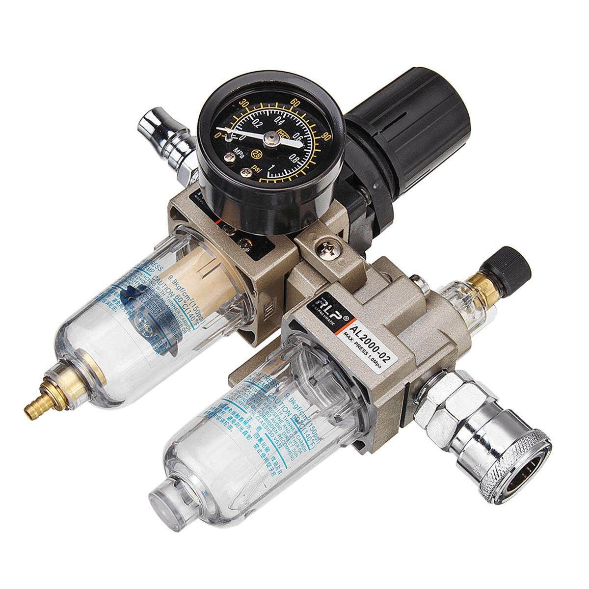 1/4" NPT Manual Pneumatic Air Filter Regulator Compressor Oil Water Separator