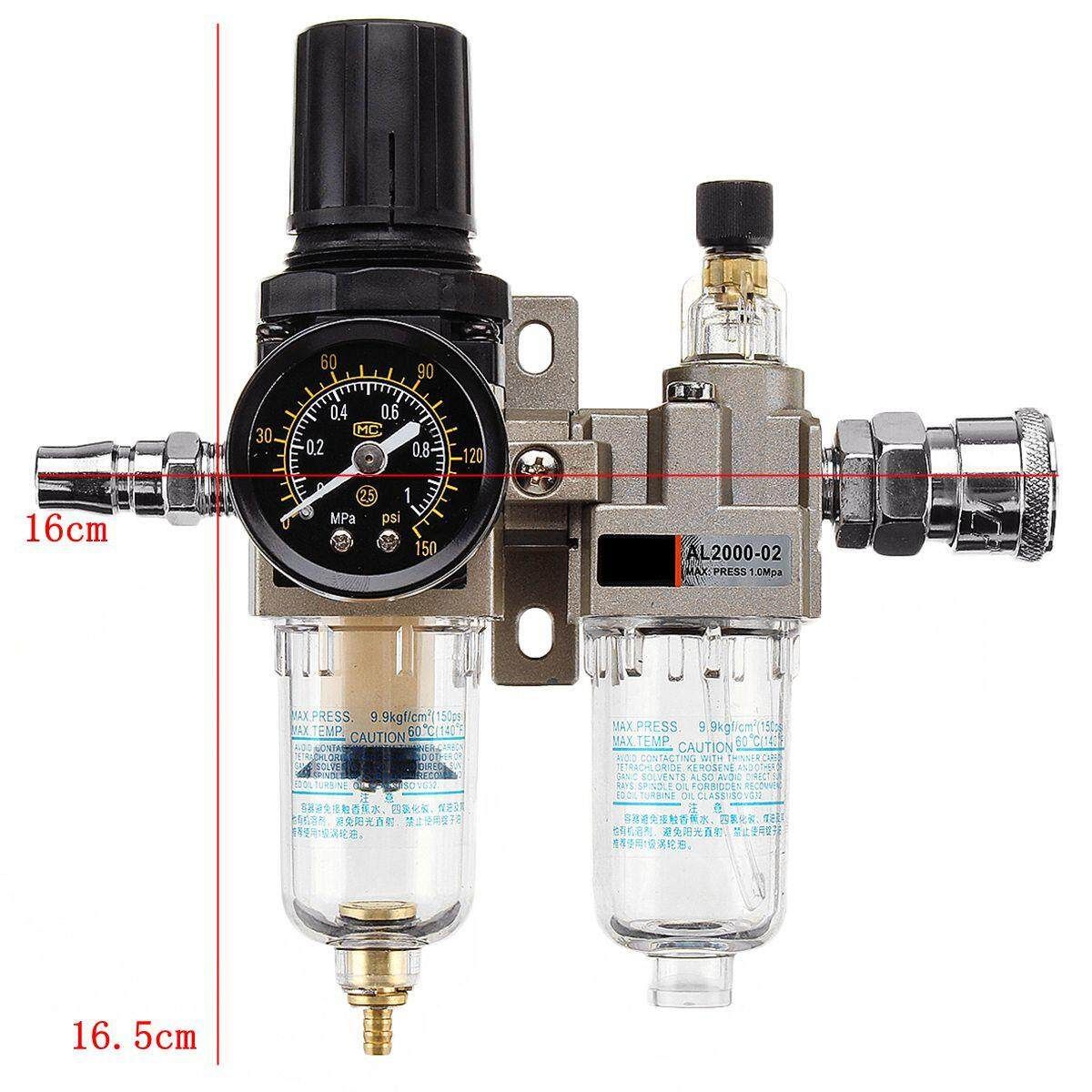1/4" NPT Manual Pneumatic Air Filter Regulator Compressor Oil Water Separator