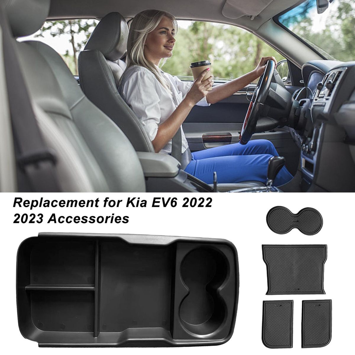 Lower Center Console Organizer Tray Replacement for Kia EV6 2022 2023 Accessories