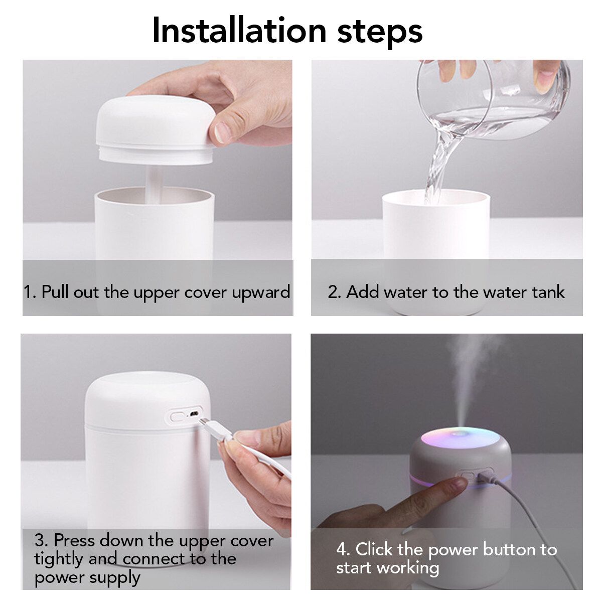300ML Air Diffuser Aroma Oil Humidifier LED Night Light Up Home Relax Defuser White