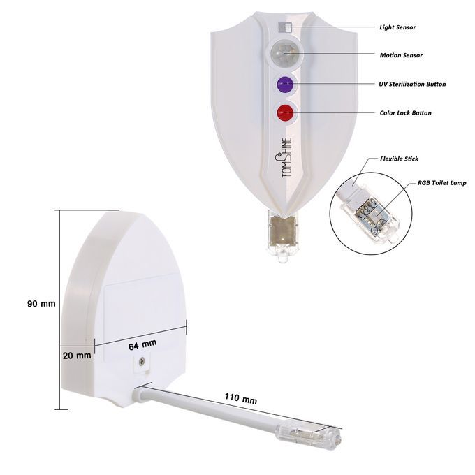 Tomshine RGB 8 Colors 2 Modes LED IP65 Flexible Toilet Seat