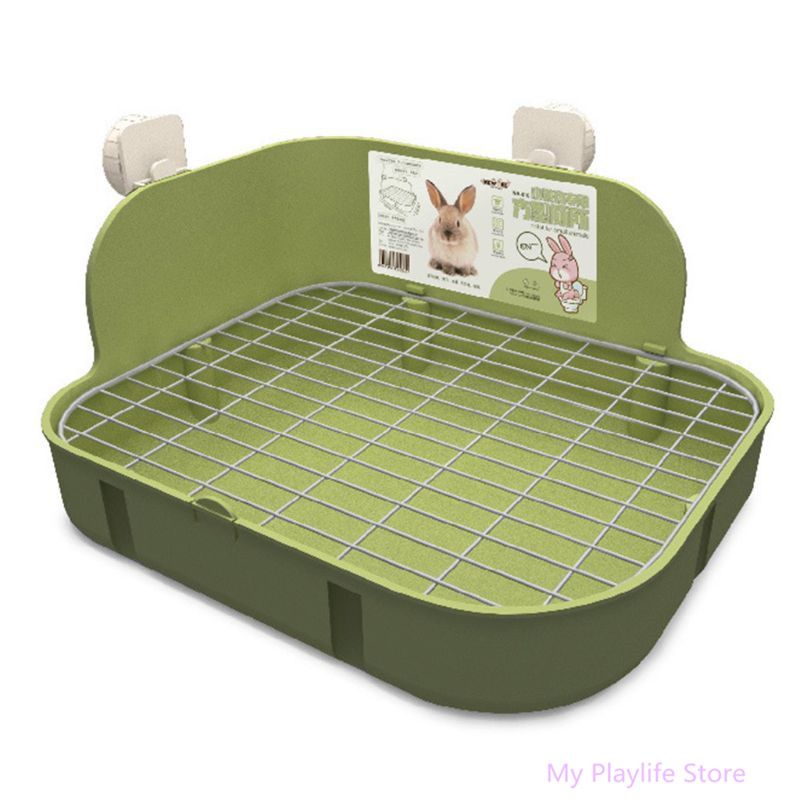 Small Pets Rabbit Toilet Square Bed Pan Potty Trainer Bedding Litter Box For Small-Green
