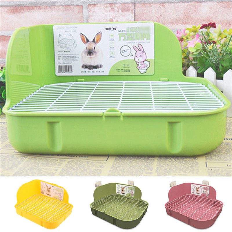 Small Pets Rabbit Toilet Square Bed Pan Potty Trainer Bedding Litter Box For Small-Green