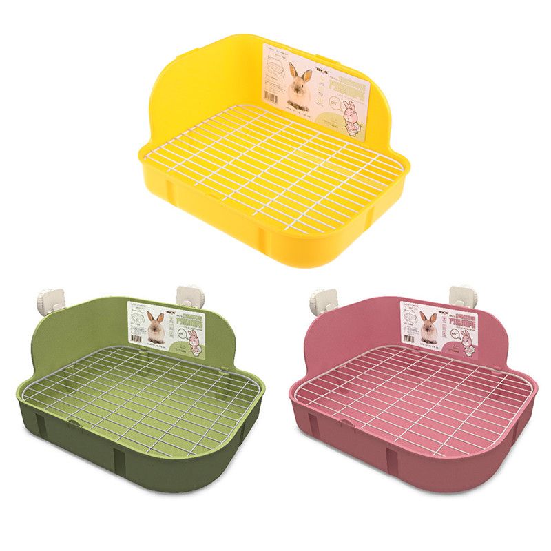 Small Pets Rabbit Toilet Square Bed Pan Potty Trainer Bedding Litter Box For Small-Green
