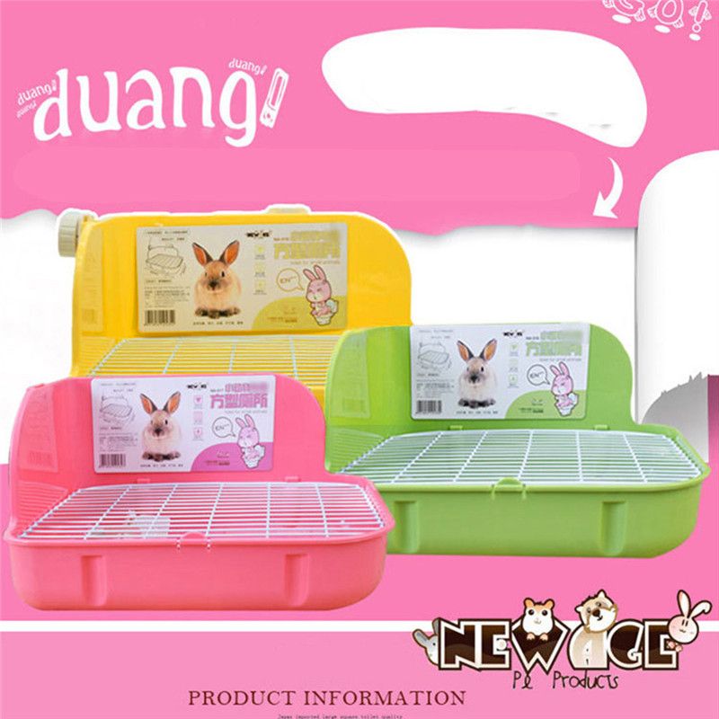 Small Pets Rabbit Toilet Square Bed Pan Potty Trainer Bedding Litter Box For Small-Green