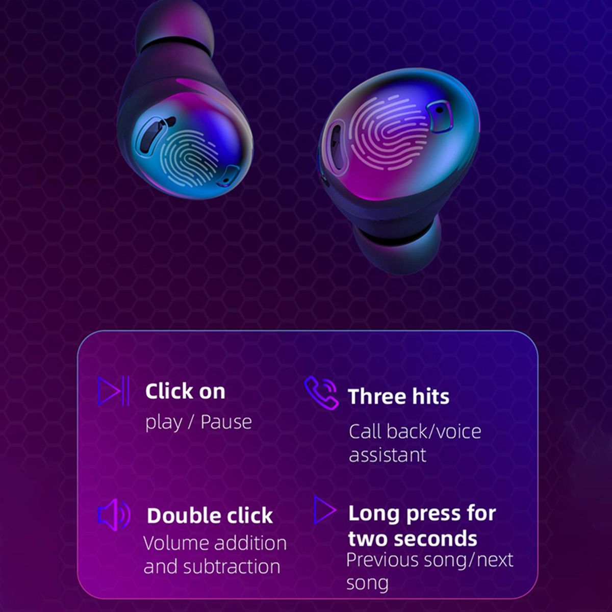 S190 Wireless Earbuds in-Ear Headphone LED-Digital Display BT Earphones Sport Earbuds for Music Game Call Compatible with iOS Android