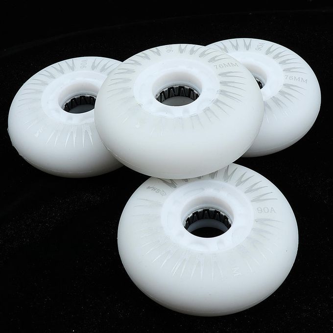 Flashing Inline Roller Skate Replacement Wheels With 4 76mm White