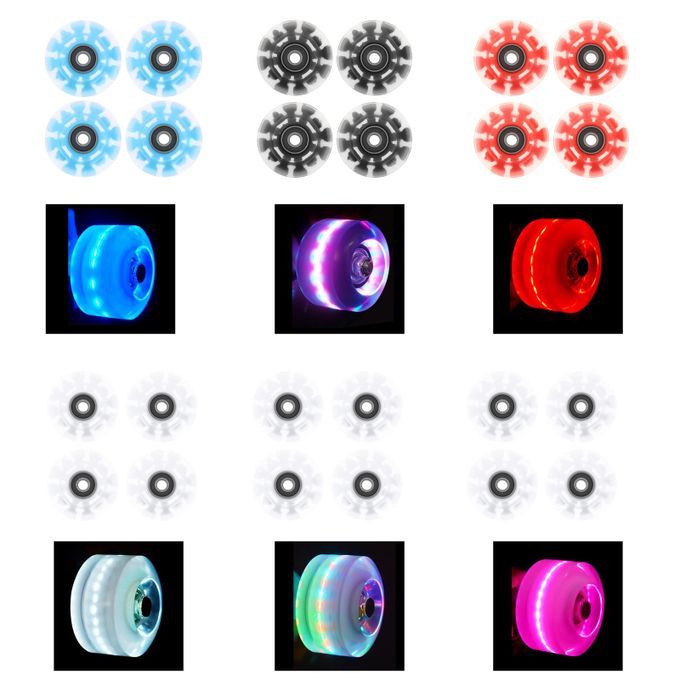 4Pack Quad Roller Skate Wheels With Bearings For Double Row RGB
