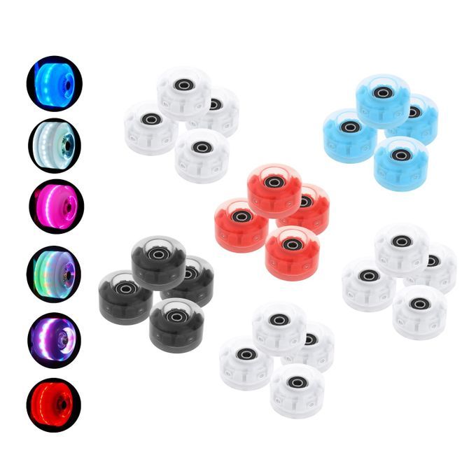 4Pack Quad Roller Skate Wheels With Bearings For Double Row RGB
