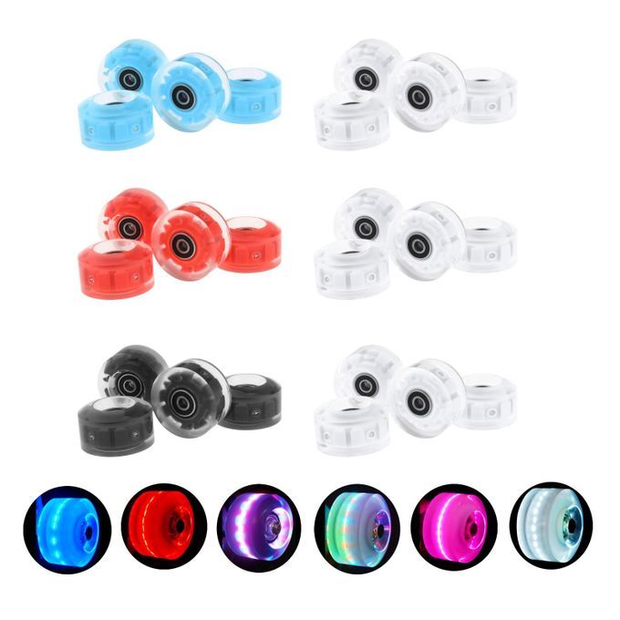4Pack Quad Roller Skate Wheels With Bearings For Double Row RGB