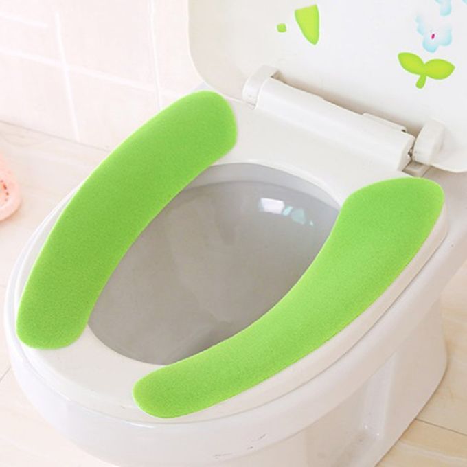 Solid  Olor Adhesive Bathroom Toilet  Losestool Warmer Soft Seat  Over Pads-light Green